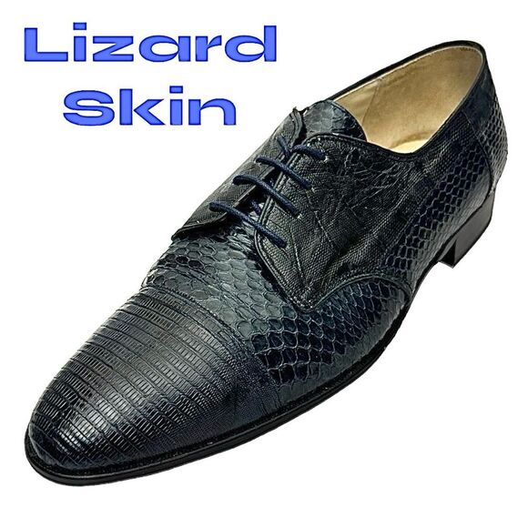 Carlo Morandi Blue Lizard Skin Leather Mens Oxford Shoes Size 11 Medium Used main image 4